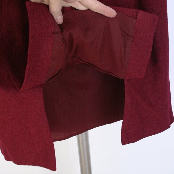 Banana Republic Marilyn Wool Blend Boucle Red Double Back Slit Lined Skirt Sz 12 - Picture 8 of 12